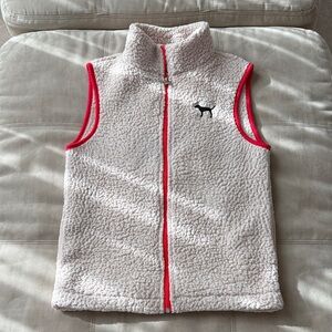 PINK Victoria's Secret Cream and Red Sherpa Vest Size XS